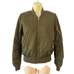 Topshop Olive Green Bomber Jacket Size 2